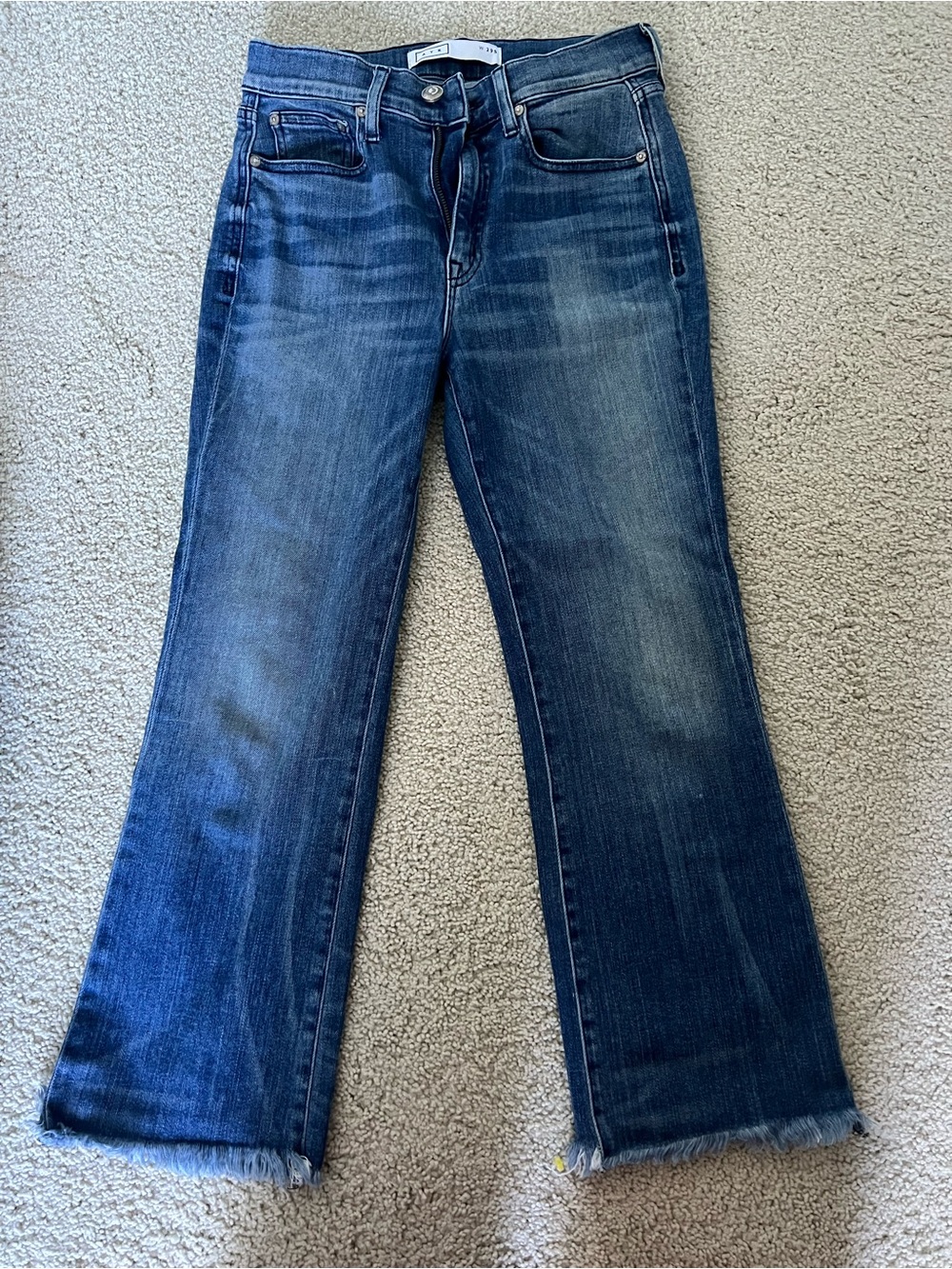 AYR Women's Midwash Blue Bootcut Jeans with Frayed Hem